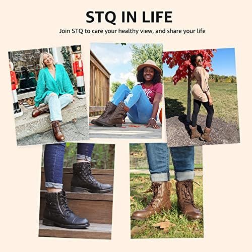 STQ Women's Combat Boots Lace up Ankle Booties - Image 10
