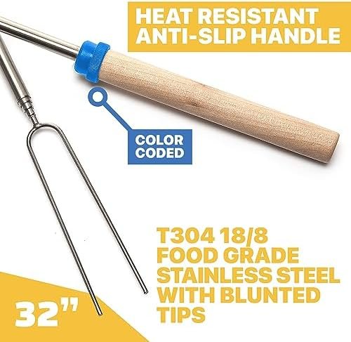 MalloMe Smores Sticks for Fire Pit Long - Marshmallow Roasting Sticks Smores Kit... - Image 3