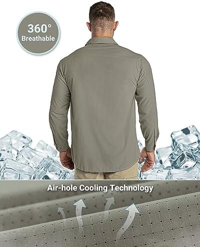 Outdoor Ventures Men's UPF 50+ UV Sun Protection Shirt, Long Sleeve Hiking Fishi... - Image 3