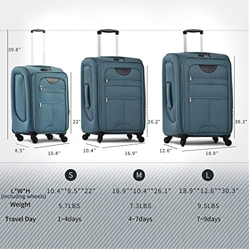 Merax Softside Luggage Set Softshell Lightweight 3 Piece Spinner Suitcase 22" 26... - Image 8