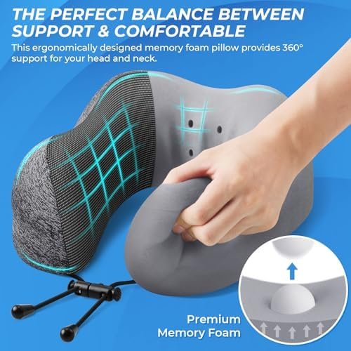 Travel Pillow, Travel Pillows for Sleeping Airplane, Removable Cover Neck Pillow... - Image 4