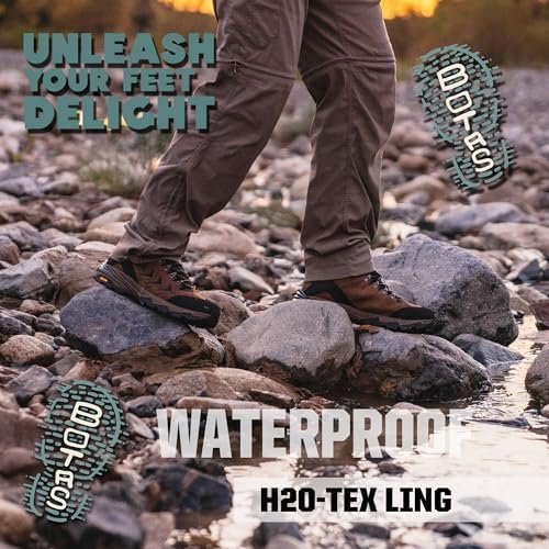 Men's Waterproof Hiking Boots, 6 Inch Slip Resistant Light Weight Outdoor Boots - Image 7