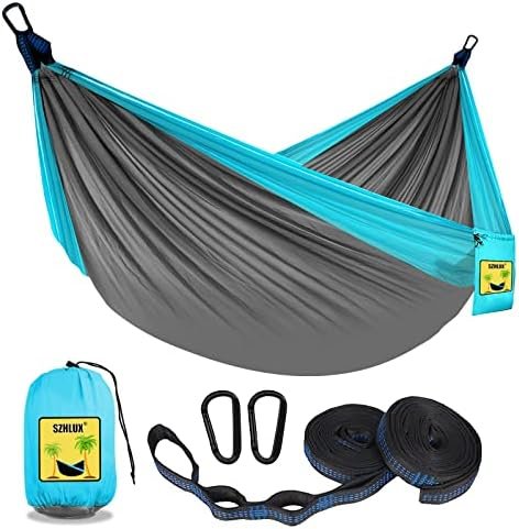SZHLUX Camping Hammock Double & Single Portable Hammocks with 2 Tree Straps and ... - Image 2