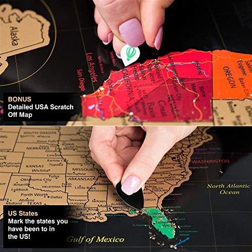 InnovativeMap Scratch Off World Map Poster And Deluxe United States Map – Includ... - Image 7