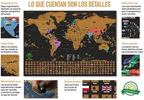 Scratch Off World Map Poster – Deluxe Travel Map, Scratch Off Map of The World w... - Image 9