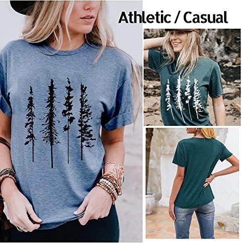 Funny Graphic Women Skinny Pine Tree Shirt Summer Hiking Camping Athletic Tees N... - Image 5