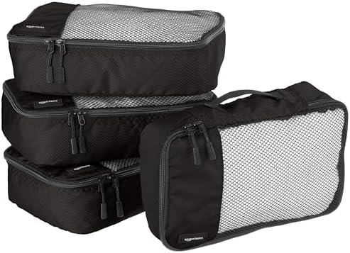 Amazon Basics 4 Piece Packing Travel Organizer Zipper Cubes Set, Small, Black - Image 2