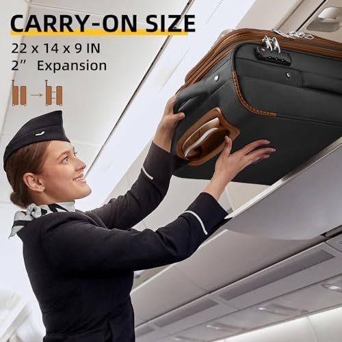 LARVENDER Softside Luggage Sets 3 Piece, Expandable Carry on Luggage 22x14x9 Air... - Image 4