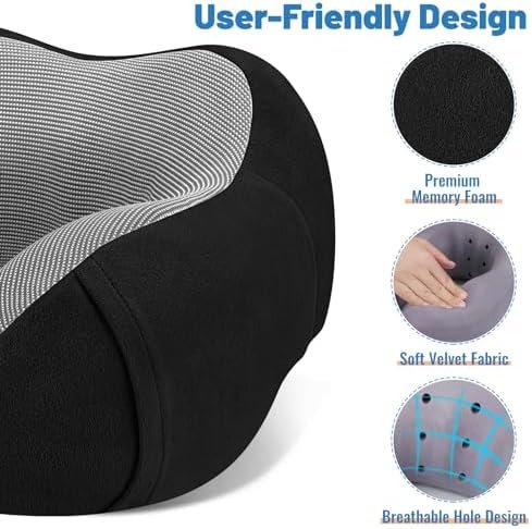 Travel Pillow Premium Memory Foam, Comfortable & Supportive Neck Pillow, Pain Re... - Image 3