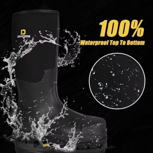 D DRYCODE Work Boots for Men with Steel Shank, Waterproof Rubber Boots, Warm 6mm... - Image 3