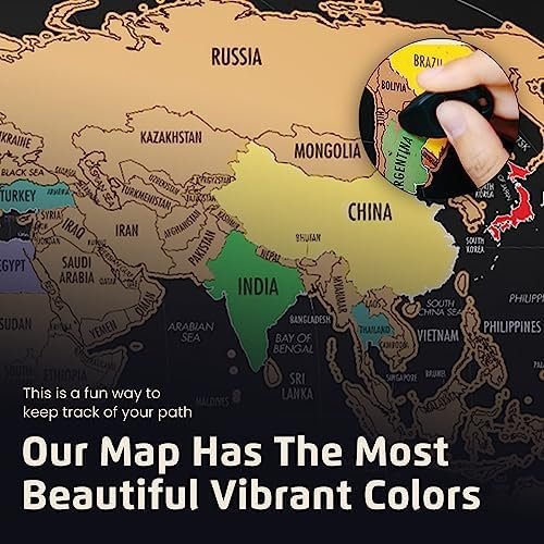 Deluxe 17x24 Scratch Off World Map Poster - Vibrant Gold Foil Travel Tracker wit... - Image 6