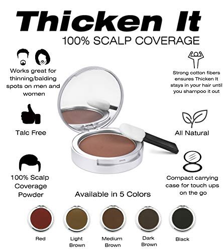 Thicken It 100% Scalp Coverage Hair Powder - LIGHT BROWN - Talc-Free .32 oz. Wat... - Image 7