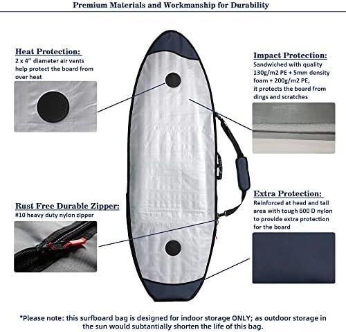 Abahub Premium Surfboard Travel Bag, Foam Padded Surf Board Cover, Shortboard Ca... - Image 5