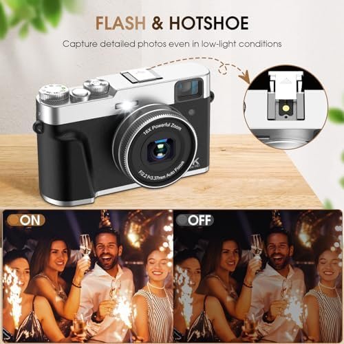 Upgraded 4K Digital Camera with SD Card Autofocus,48MP Point and Shoot Camera wi... - Image 7