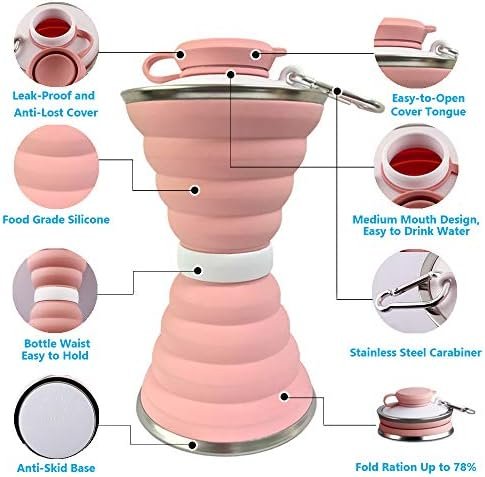 Collapsible Water Bottle, Camping Cup With Carabiner, Reuseable Silicone Foldabl... - Image 8