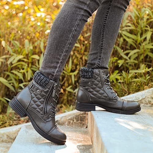 STQ Women's Combat Boots Lace up Ankle Booties - Image 8