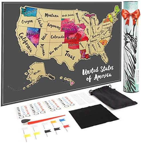 JARLINK Scratch Off USA Map Poster, 12x17 inches United States Map with Unique A... - Image 2
