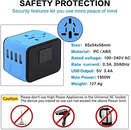 International Travel Adapter Universal Power Adapter Worldwide All in One 4 USB ... - Image 6