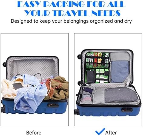 NiHome 7PCS Compression Packing Cube Set Expandable Mesh Travel Bags Luggage Organizers with Electronic Cable Cord Charger Organizer Drawstring Bag for Trip Home Storage Travel Gear Accessories (Grey) - Image 4