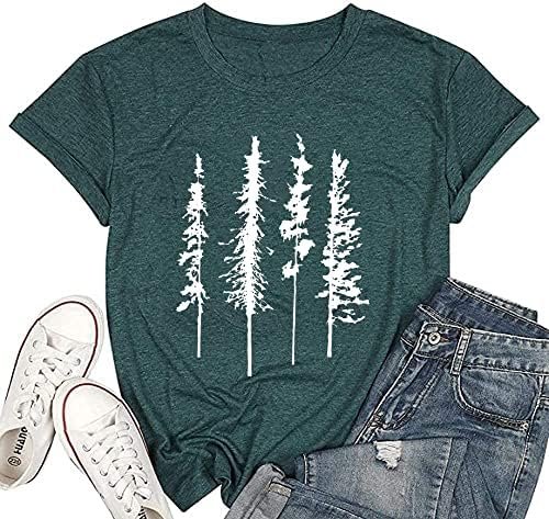Funny Graphic Women Skinny Pine Tree Shirt Summer Hiking Camping Athletic Tees N... - Image 2