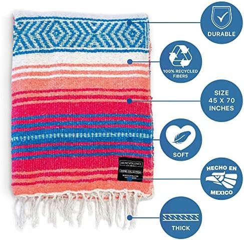 Benevolence LA Authentic Handwoven Mexican Blanket, Yoga Blanket - Perfect Outdo... - Image 3