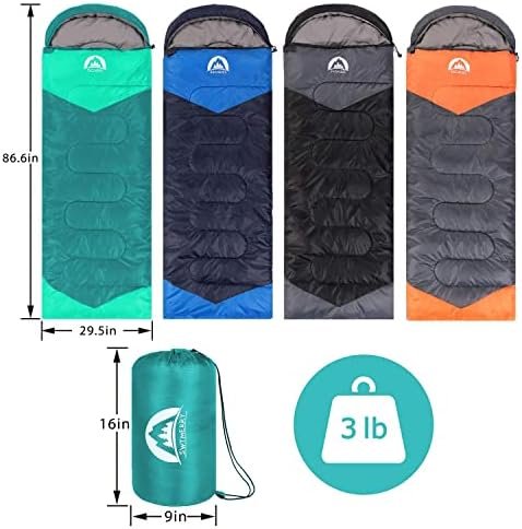 SWTMERRY Sleeping Bag 3 Seasons (Summer, Spring, Fall) Warm & Cool Weather - Lig... - Image 3