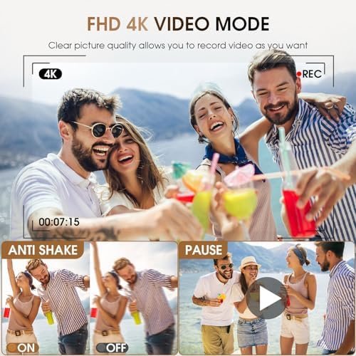 Upgraded 4K Digital Camera with SD Card Autofocus,48MP Point and Shoot Camera wi... - Image 4