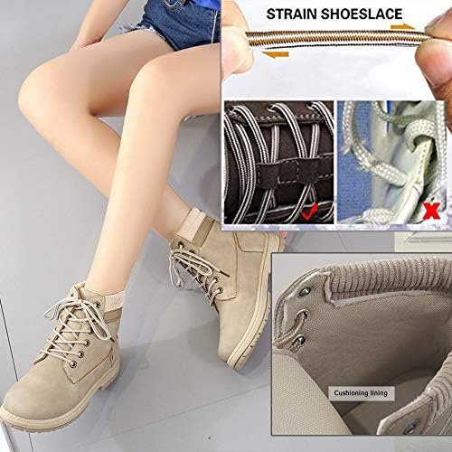 Athlefit Women's Work Waterproof Hiking Combat Boots Lace up Low Heel Booties An... - Image 6