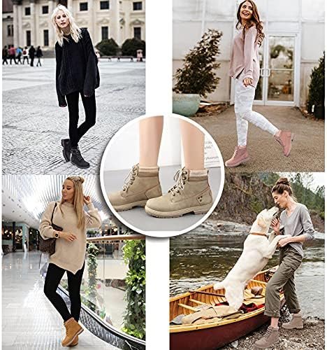 Athlefit Women's Work Waterproof Hiking Combat Boots Lace up Low Heel Booties An... - Image 7