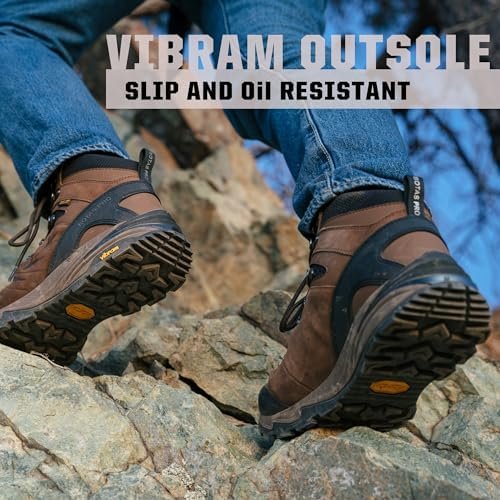 Men's Waterproof Hiking Boots, 6 Inch Slip Resistant Light Weight Outdoor Boots - Image 5