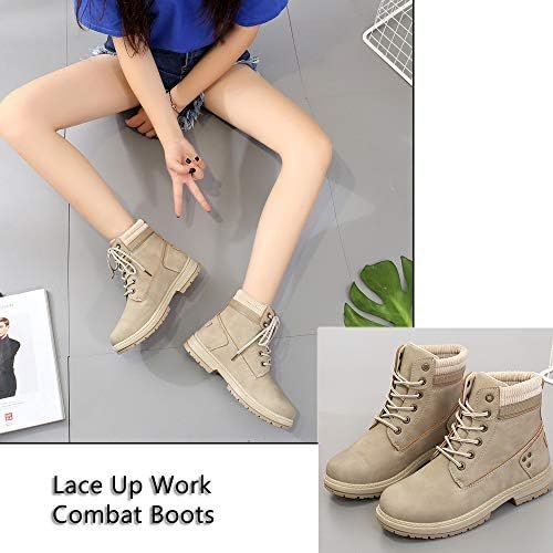Athlefit Women's Work Waterproof Hiking Combat Boots Lace up Low Heel Booties An... - Image 5