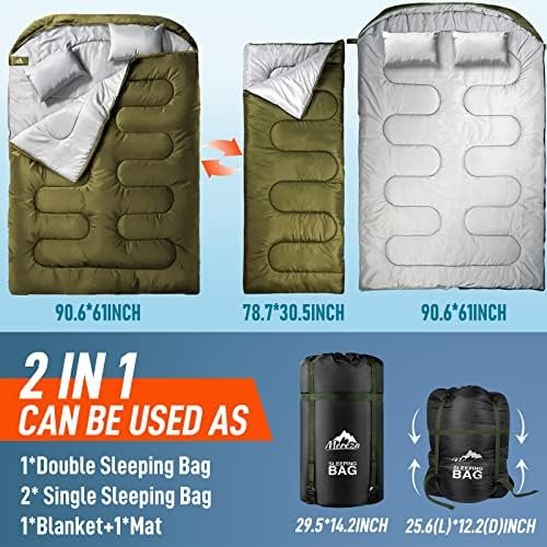 MEREZA Double Sleeping Bag for Adults Mens with Pillow, XL Queen Size Two Person... - Image 6
