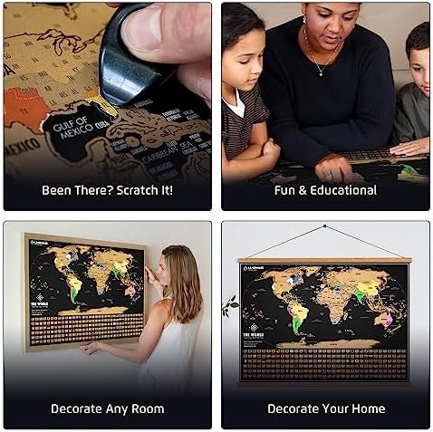 Deluxe 17x24 Scratch Off World Map Poster - Vibrant Gold Foil Travel Tracker wit... - Image 7