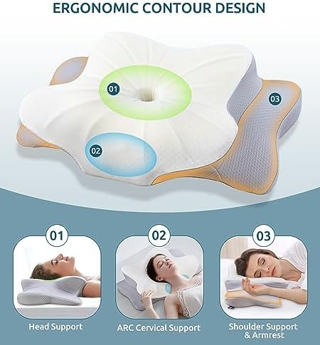 Cervical Pillow for Neck and Shoulder, Ergonomic Contour Memory Foam Pillows for... - Image 3