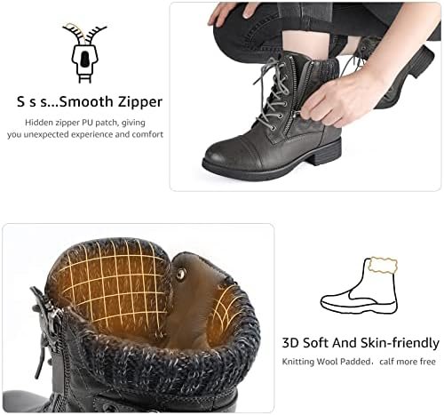 STQ Women's Combat Boots Lace up Ankle Booties - Image 5