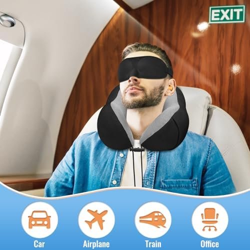 Travel Pillow Premium Memory Foam, Comfortable & Supportive Neck Pillow, Pain Re... - Image 8