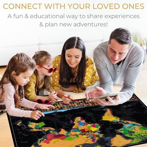 XL Scratch off World Map with All 233 Flags + Deluxe USA Scratch off Map | 36x24... - Image 9