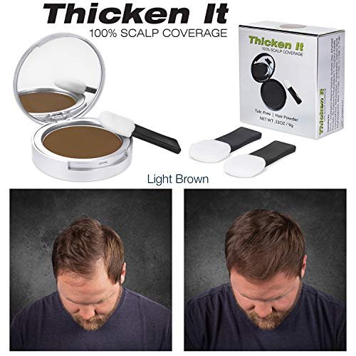 Thicken It 100% Scalp Coverage Hair Powder - LIGHT BROWN - Talc-Free .32 oz. Wat... - Image 3