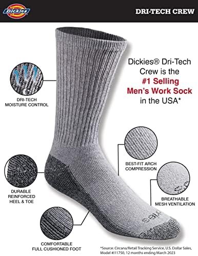 Dickies Men's Dri-Tech Moisture Control Crew Socks Multipack, Available in M-XXL - Image 3