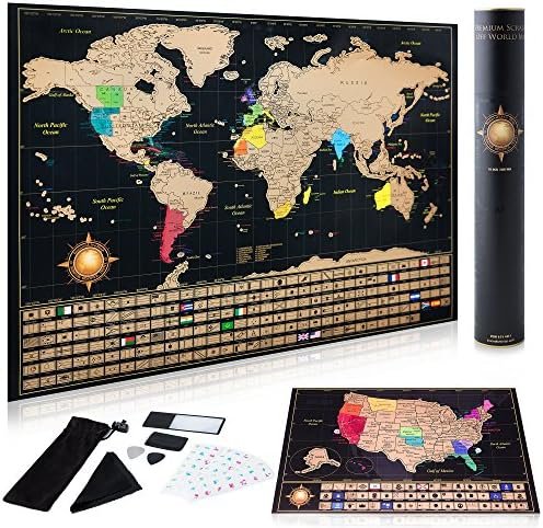 InnovativeMap Scratch Off World Map Poster And Deluxe United States Map – Includ... - Image 2