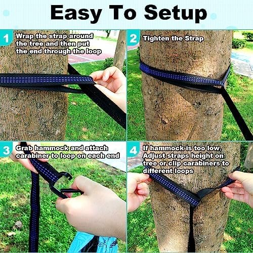 SZHLUX Camping Hammock Double & Single Portable Hammocks with 2 Tree Straps and ... - Image 6