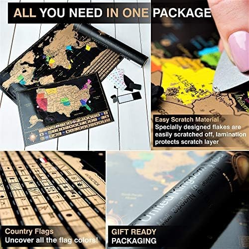 InnovativeMap Scratch Off World Map Poster And Deluxe United States Map – Includ... - Image 8