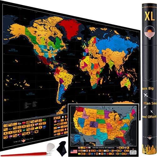 XL Scratch off World Map with All 233 Flags + Deluxe USA Scratch off Map | 36x24... - Image 2