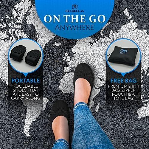 Foldable Stretch Knit Travel Slip-On Round Toe Ballet Flats with Packable Zipper... - Image 8