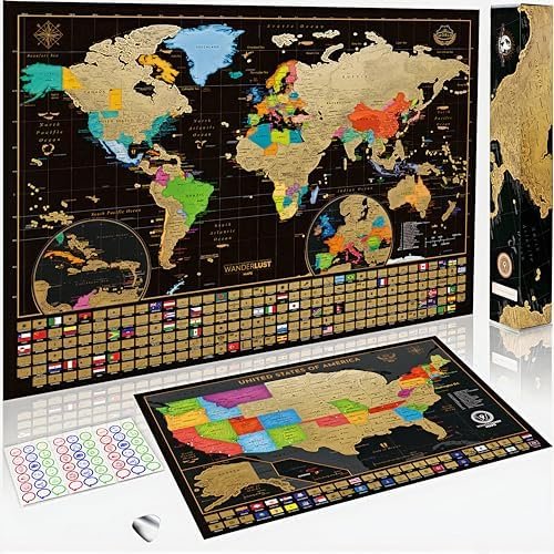Two Scratch Off Maps - Map of the World (Large) + US States Map (Small) - Deluxe... - Image 2