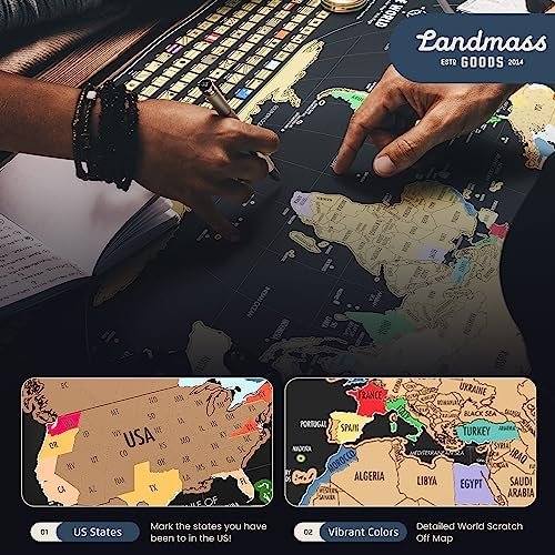 Deluxe 17x24 Scratch Off World Map Poster - Vibrant Gold Foil Travel Tracker wit... - Image 5