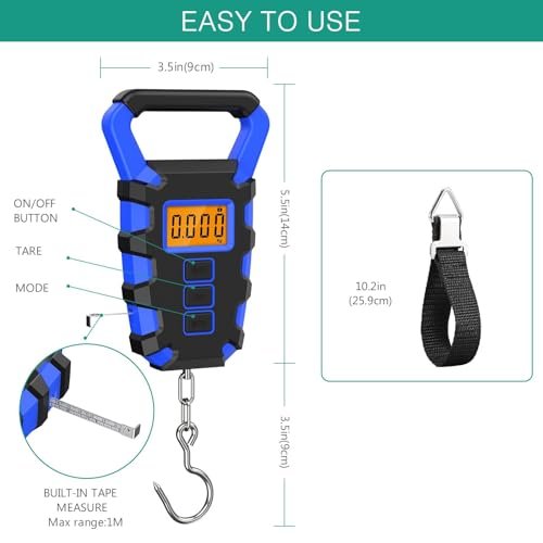 ORIA Digital Fishing Scale with Gripper, (Newest) Portable Hanging Hook Fish Mea... - Image 6