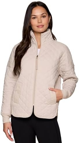 Avalanche Quilted Jacket for Women, All Season Mock Neck Zip Up Jacket with Pock... - Image 2