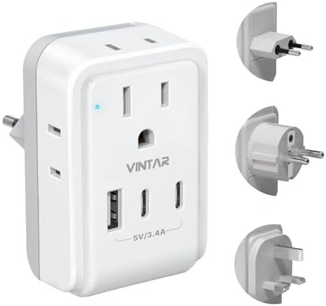 VINTAR European Travel Plug Adapter Kit, Adapter for Europe Plug with 3 USB Port... - Image 2
