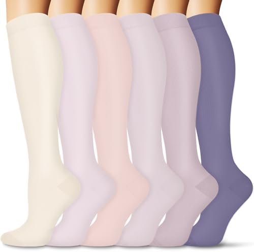 FULLSOFT 6 Pairs Compression Socks for Women and Men, 15-20 mmHg Support Knee Hi... - Image 2